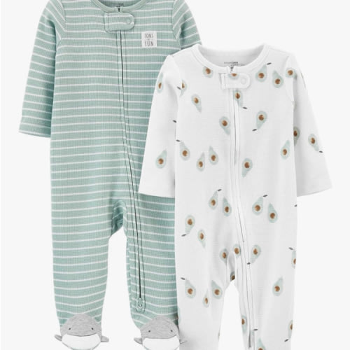 Simple Joys by Carter's Baby 2-Way Zip Thermal Footed Sleep and Play, Pack of 2