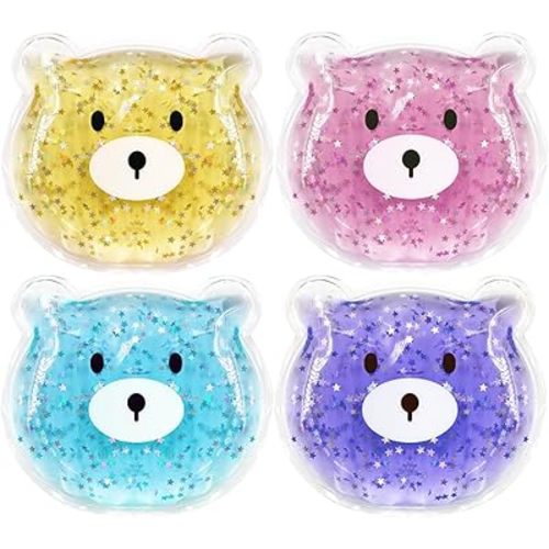 (4 Pcs) Kids Reusable Gel Ice Pack, Boo Boo Ice Pack, Cute Children Gel Ice Pack for Kids Injuries, Kids Cute Lunch ice Pack, Breastfeeding, Wisdom Teeth, Pain Relief, Kids Fever, Headaches