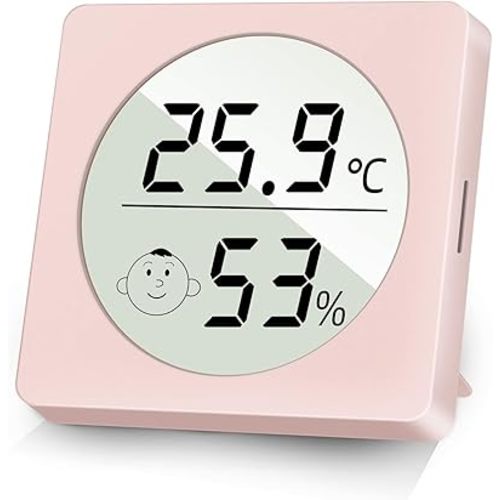 NICE-POWER Digital Hygrometer Room Thermometer Humidity Meter Mini Temperature Humidity Monitor Indoor Thermometer Humidity Gauge for Home, Office, Room, Greenhouse, Incubators (Pink)