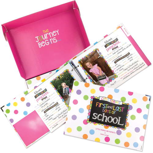 First Day & Last Day of School Memory Book Keepsake Album, Preschool thru College, (Class Keeper - Pastel Dots)