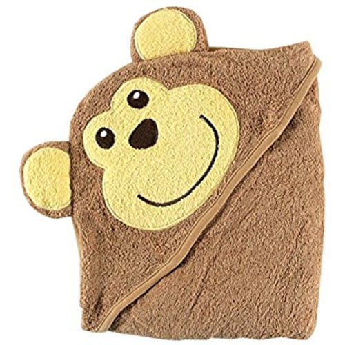 Luvable Friends Unisex Baby Cotton Animal Face Hooded Towel, Monkey, One Size