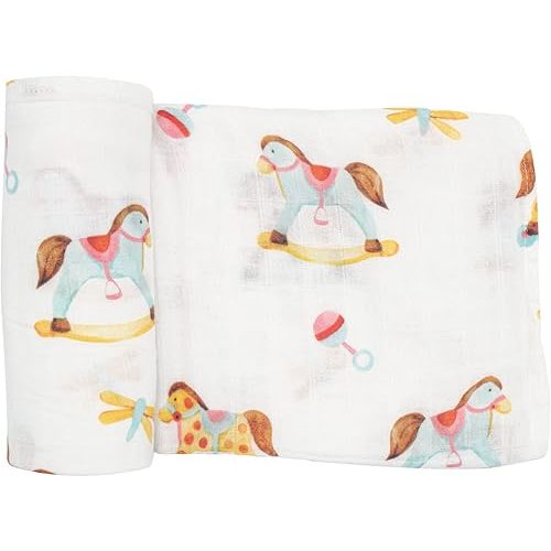 immispace - Ultra Soft Swaddle Blanket | Muslin Blankets for Girls & Boys | Newborns & Infants Gifts | 30% Organic Cotton + 70% Rayon | Large 47" x 47" | Machine Washable (Rocking Horse)