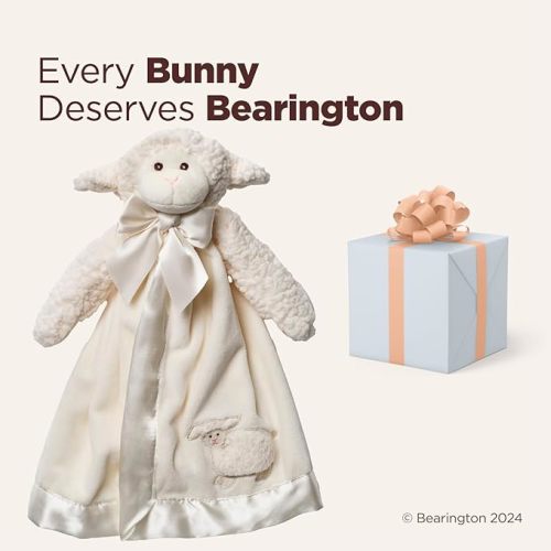 Bearington Collection Baby Lamby Snuggler, 15 Inch White Lamb Plush Stuffed Animal Security Blanket Lovey for Babies, Baptism Gifts for Boys and Girls