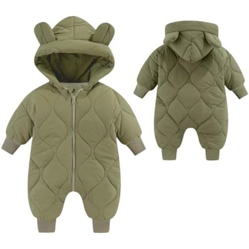 Happy Cherry Baby Snowsuit Down Jacket Infant Hooded Romper Jumpsuit Newborn Boy Girl Winter Bodysuits