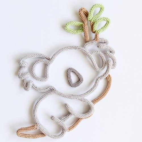 Personalized knitted wire Koala for jungle nursery decor, safari theme baby shower backdrop decor, custom baby gift, expecting mom gift