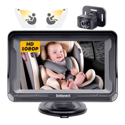 DoHonest Baby Car Camera HD 1080P - Rear-Facing Car Baby Monitor with Night Vision, Adjustable View Angle, Easy Setup, Anti-Glare Display, Safety for Kids & Infants