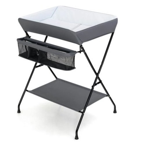 Kadyn Baby Changing Table, Diaper Changing Station, Baby Storage Folding Diaper Changing Table-Gray