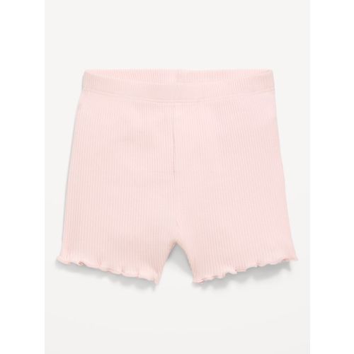 Ribbed Lettuce-Edge Biker Shorts for Baby