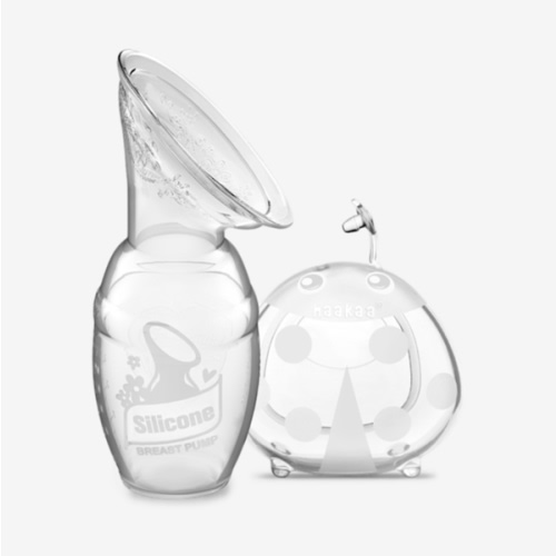 haakaa Manual Breast Pump for Breastfeeding 4oz/100ml and Ladybug Milk Collector 2.5oz/75ml Combo, Food-Grade Silicone