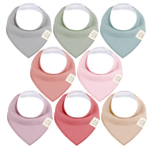 8-Pack Organic Baby Bandana Bibs for Girls - Super Absorbent Triangle Baby Bibs for Drooling and Teething Infant, 100% Cotton Extra Soft for Newborn, Infant 0-36 Months (Muted Pastel)