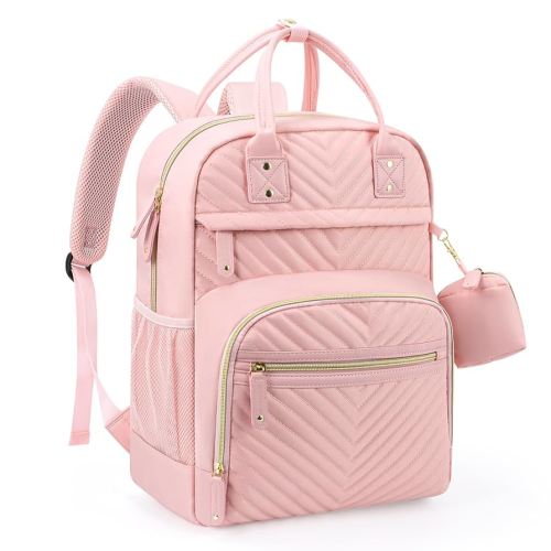 Tuwubi Diaper Bag Backpack, Baby Essentials Travel Tote Bag, Multi function Waterproof Backpacks, Travel Essentials with Stroller Straps & Pacifier Case - Light Pink