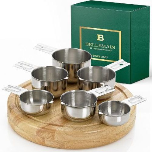 Bellemain 6-Piece Stainless Steel Measuring Cups – One-Piece Nesting Design for Dry & Liquid Ingredients (ML & OZ Markings