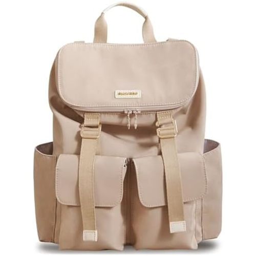 SUNVENO Diaper Bag Backpack, Large Capacity Nappy Changing Bag Featuring Bottle Pockets, Changing Pad, Stroller Clips and Comfortable Backpack Straps, Brown
