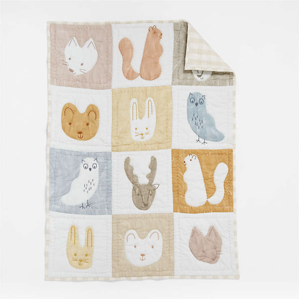 Forest Animals 100% Organic Cotton Baby Crib Quilt