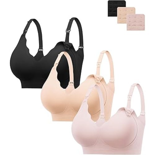 HBselect 3Pack Nursing Bras for Breastfeeding Seamless Scalloped Maternity Bras for Pregnancy Ultra Comfort Sleep Bras