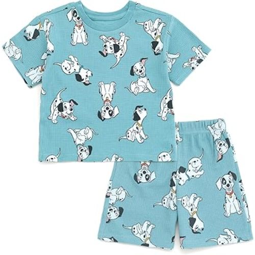Disney Waffle Knit T-Shirt and Shorts Outfit Set Newborn to Little Kid Sizes (0-3 Months - 5)
