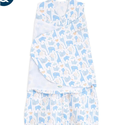 Blue Safari Animals 100% Cotton Baby Swaddle | HALO