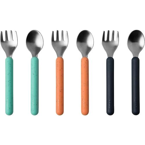 Boon Chow Silicone Plate Set - 3 Unbreakable Divided Toddler Plates - Baby Plates for 6 Months and Up - Baby Led Weaning Supplies - Mint Multicolor