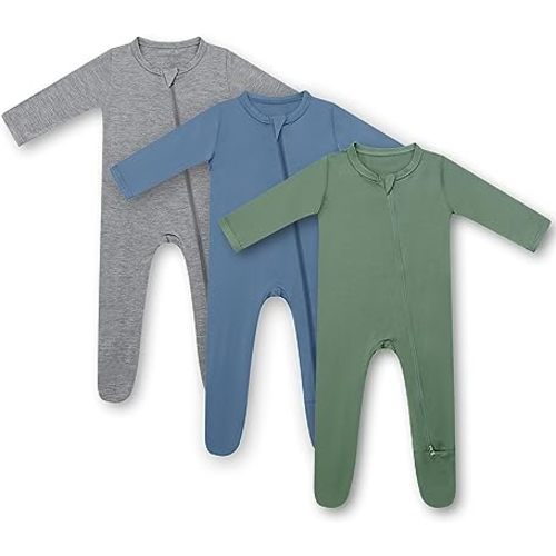 HAPIU Rayon from Bamboo Baby Footed Pajamas, 2 Way Zipper YKK, Footie for Baby Boy Girls, Newborn-24 Months