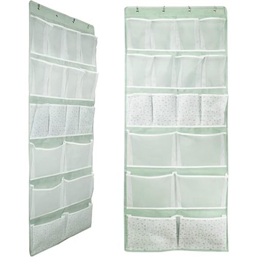 18 Pocekts Over the Door Shoes Organizer,Behind Door Hanging Storage Pocekt for Sock,Underwear,Hat,Handbag,Back of Door Hanging Shelf for Bedroom,Bathroom,Entryway,Storeroom,Pantry,Dorm,Nursery,2 Pack