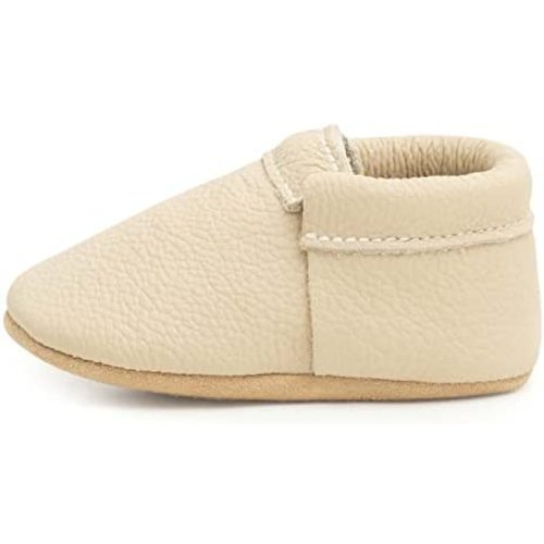 BirdRock Baby Fringeless Moccasins - Genuine Leather Boys and Girls Shoes for Newborns, Infants, Babies, Toddlers
