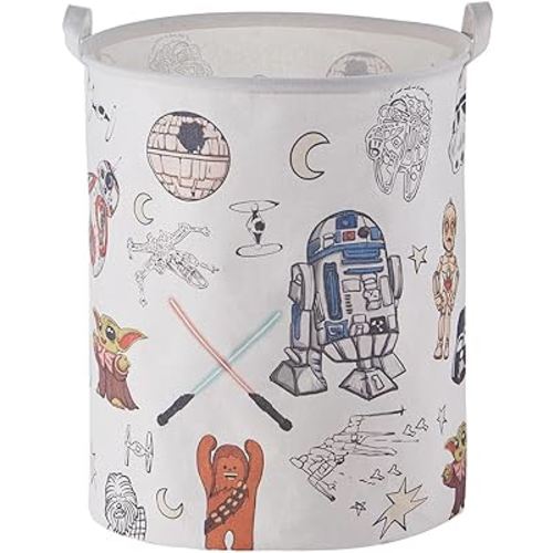 Star Nursery Decor,Baby Laundry Large Hamper Wars Basket Foldable With Waterproof Pe Coating,Dirty Clothes Basket for Kids,Bedroom,Bathroom Set,Toy Bin,Boys and Girls Birthday Gifts (round)