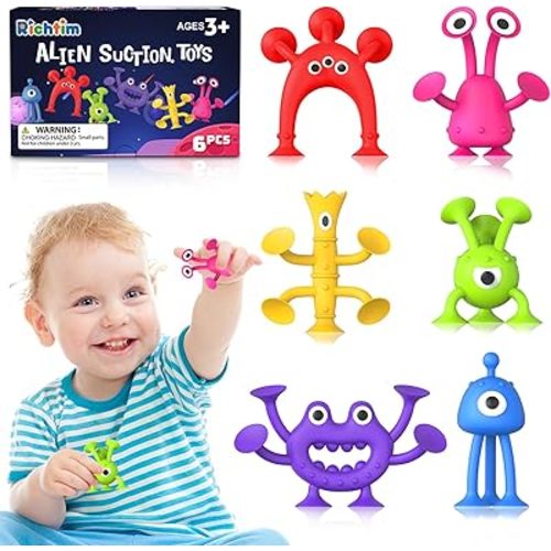 Baby Bath Toys Suction Toy: No Hole Bath Toy for Baby Toddlers - Kids Mini Sensory Fidget Suction Cup Toys for Boys Girls - Window Building Toy Road Trip Travel Essentials for Kids Gifts (Ages 3+)