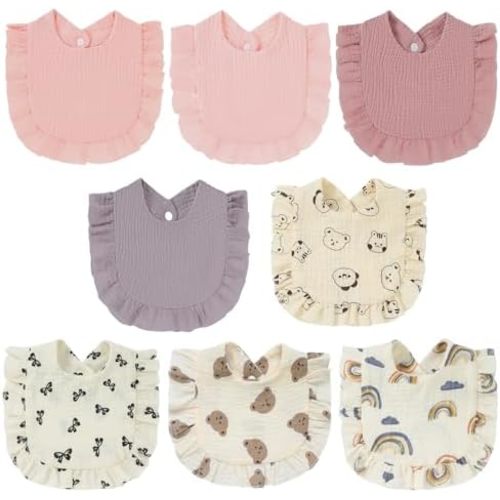 8-Pack Muslin Baby Bibs Baby Drool Bibs Cotton Bandana Bibs for Baby Boy, Girls,Baby Drooling Bibs, Teething Bibs