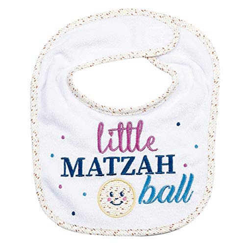 Rite Lite Adorable Little Matzah Ball Embroidered Bib - Stylish & Cute Passover Bib Pesach Seder Jewish Holiday Party Apparel Accessories Party Favors Judaism Baby Gifts for Newborns