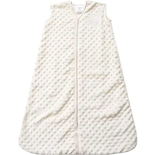 HALO Sleepsack Plush Dot Velboa Wearable Blanket, TOG 1.5, Cream, Small