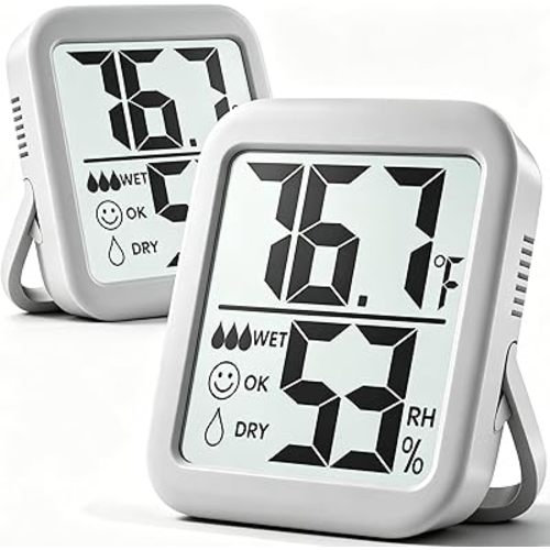 Antonki 2 Pack Room Thermometer for Home, Hygrometer Indoor Humidity Meter Gauge, Digital Temperature and Humidity Monitor Sensor for House, Terrarium, Incubator, Greenhouse - Battery Included