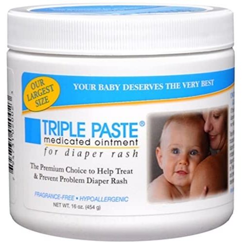 Triple Paste Diaper Rash Cream, Hypoallergenic Medicated Ointment for Babies, 16 oz, (20023) (Packaging May Vary)