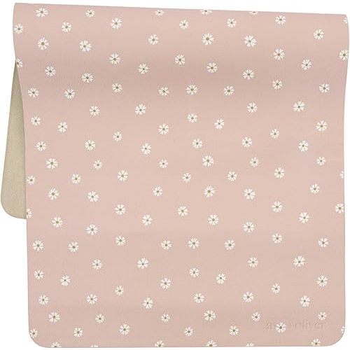 Vegan Leather Baby Changing Mat (16 X 30 in) - Multipurpose Wipeable and Portable Diaper Changing Pad - Foldable for Travel (Pink Daisies)