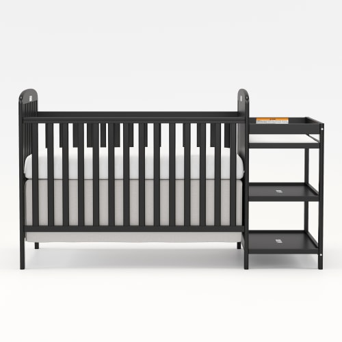 Goldzone 3-in-1 Convertible Baby Crib with Changing Table,Black