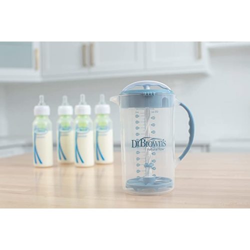 Dr. Brown's Baby Formula Mixing Pitcher with Adjustable Stopper, Locking Lid & No Drip Spout, Blue, BPA Free, 36oz, 1 Pack
