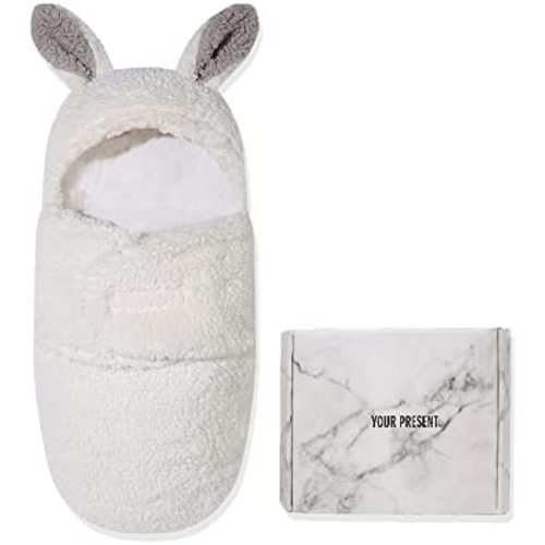 Newborn Plush Swaddle Blankets -Receiving Hooded Swaddling Blanket 100%Cotton Ultra-Soft Baby Plush Hooded Sleeping Swaddling for 0-6 Months Boy Girl Perfect Baby Girl Shower Gift