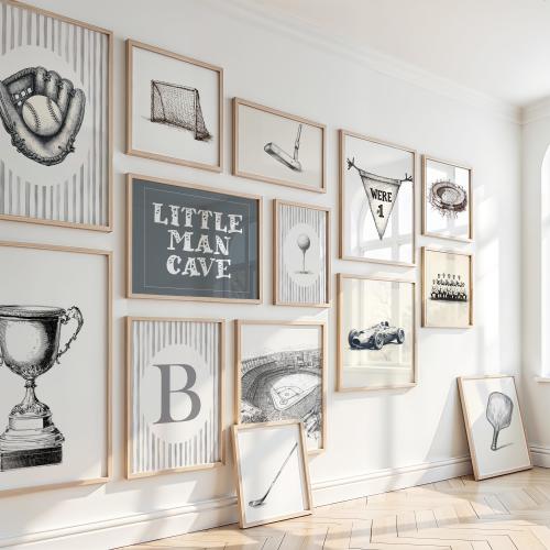 120+ Neutral Color Vintage Sports Nursery Prints, Retro Boys Room Wall Art, Sports Nursery Décor, Boys Bedroom Prints, vintage sports prints