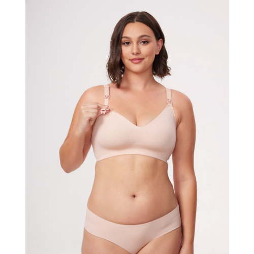 Momcozy Women's Maternity Seamless Ultra Comfort Hands-Free Pumping and Nursing Bra, Sizes S-3XL