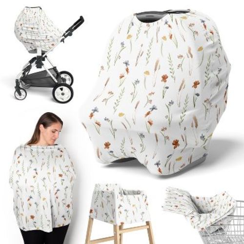 Sweet Jojo Designs Girl 5-in-1 Multi Use Baby Nursing Cover Watercolor Floral Garden Sage Green Multicolor