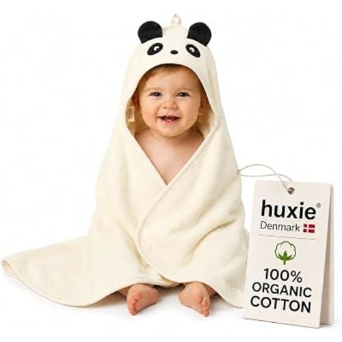 Hooded Baby Towel – 100% Organic Cotton Baby Bath Towels – Baby Boy and Girl Newborn Essentials - Super-Soft and Absorbent. (Panda)