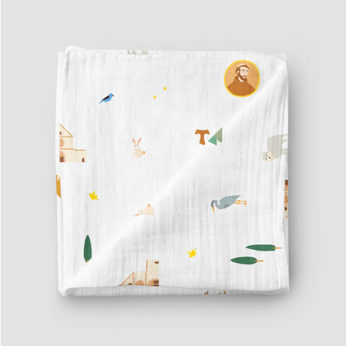 Saint Francis Muslin Swaddle Baby Blanket