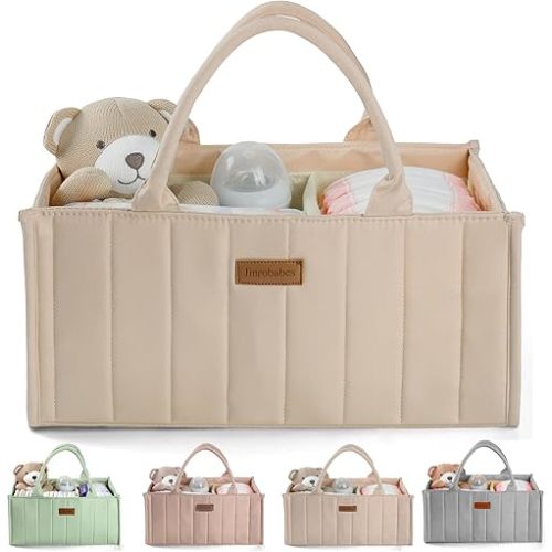Baby Diaper Caddy Organizer,Baby Basket for Baby Shower, Nursery Storage Basket and Car organizer for Diapers, Baby Registry Search Gift, Newborn Essentials Must Haves for Boys Girls