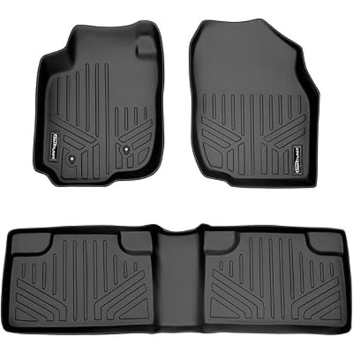 SMARTLINER Custom Fit Floor Mats 2 Row Liner Set Black for 2006-2012 Toyota RAV4 Without 3rd Row Seat