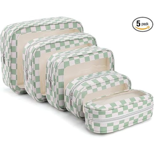 5PCS Diaper Bag Organizer Pouch Set,TSA Approved Toiletry Bag, Waterproof TPU Makeup Bag Set, Travel Organizer Bags for Women and Kids，Mothers Day Gifts