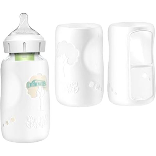 2 Pack Silicone Bottle Sleeves for Dr Browns Glass Baby Bottles 8 oz, Protection and Insulation, Glass Baby Bottle Sleeve Compatible with Dr Browns Wide Neck Bottles, Dishwasher Safe, BPA Free