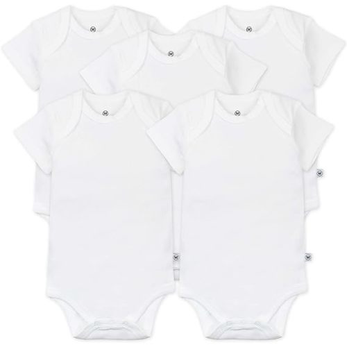 HonestBaby Baby Short Sleeve One-Piece 100% Organic Cotton Bodysuits (5 Pack)