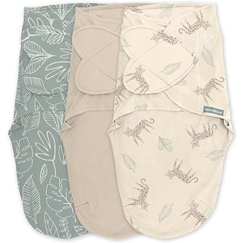 SwaddleMe by Ingenuity Monogram Collection Swaddle, 3-Pack, for Ages 0-3 Months - Born Free