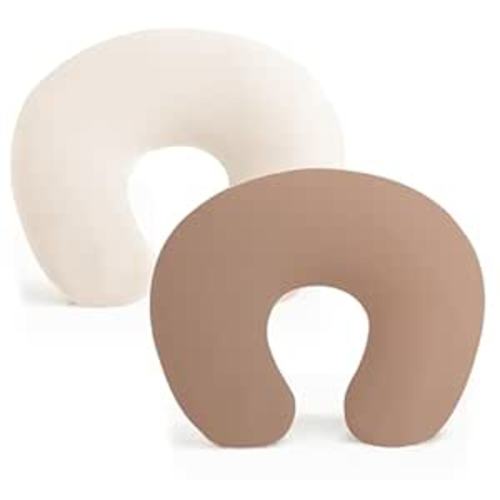 Konssy 2 Pack Nursing Pillow Covers, Stretchy and Soft Nursing Cover for Breastfeeding Pillows, Pillow Slipcover for Baby Girls Boys Newborn (Beige,Brown) - Beige,brown