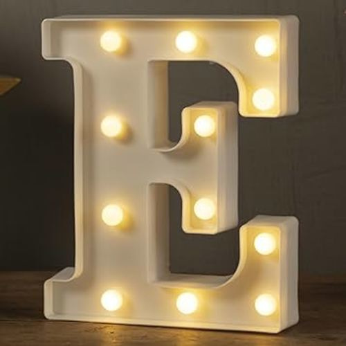 LED Marquee Letters Lights Sign-E, HXWEIYE Led Letters Lights 26 Alphabet, Light Up Number 0-9 Letters Sign for Party Home Birthday Anniversary Battery Powered Lighted Letters(Warm White)