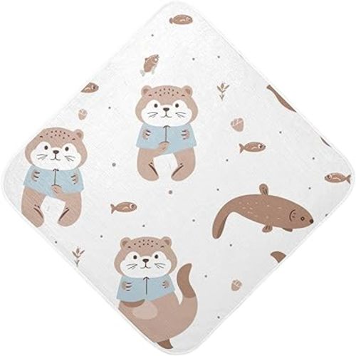 Kigai Cute Otter Baby Hooded Towel for Boys and Girls Ultra Soft and Absorbent Baby Bath Towel with Hood 30x30 inch Hooded Baby Towel for Infants Newborns Toddlers